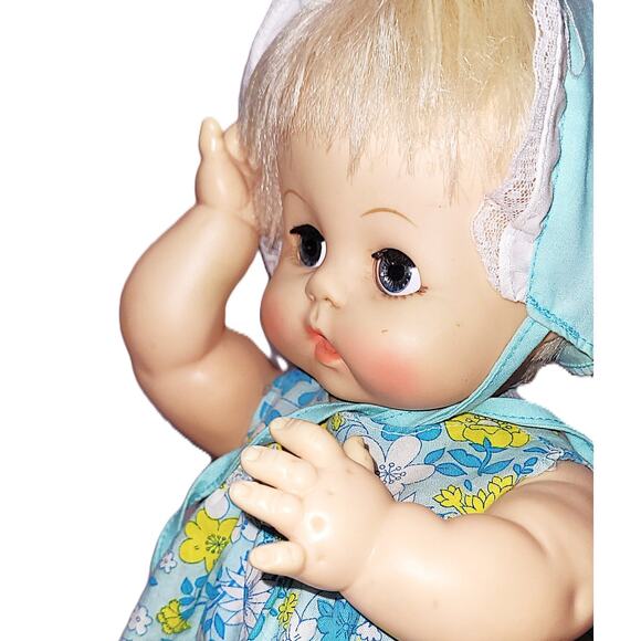 15" Vintage 1959 Cutest Cuddly Effanbee Blonde Hair- Blue Sleep Eyes Baby Doll - Picture 3 of 12